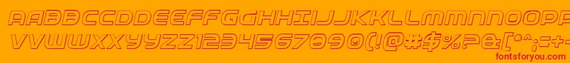 Fedservice3Dital-Schriftart – Rote Schriften auf orangefarbenem Hintergrund