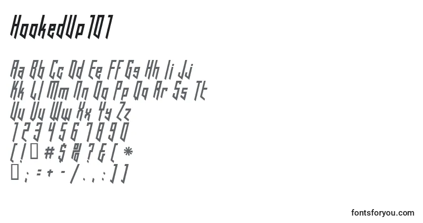 Czcionka HookedUp101 – alfabet, cyfry, specjalne znaki