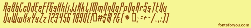 フォントHookedUp101 – 茶色の文字が黄色の背景にあります。