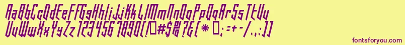 HookedUp101-Schriftart – Violette Schriften auf gelbem Hintergrund
