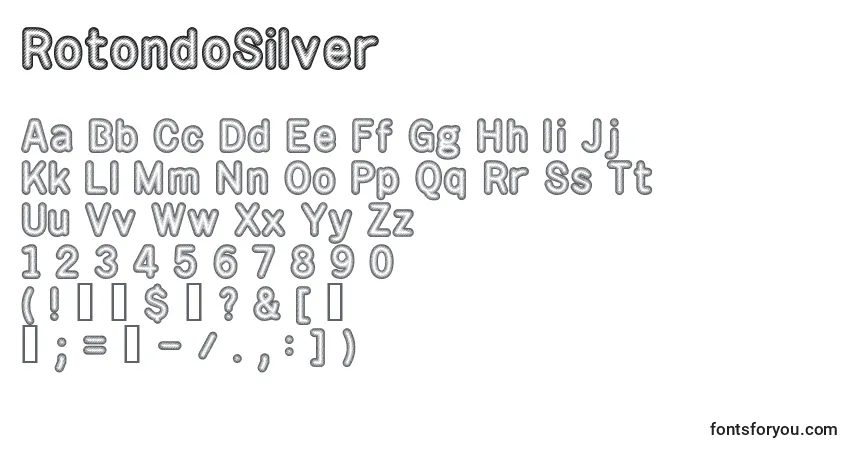 Шрифт RotondoSilver – алфавит, цифры, специальные символы