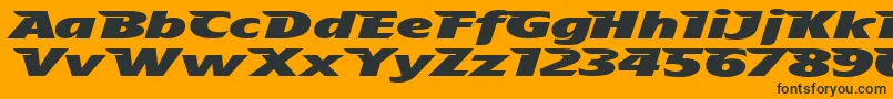 Czcionka TheAeroplaneFliesHighHeavy – czarne czcionki na pomarańczowym tle