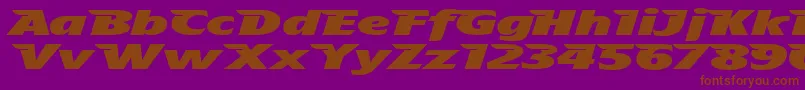 TheAeroplaneFliesHighHeavy-Schriftart – Braune Schriften auf violettem Hintergrund