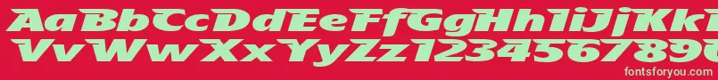 TheAeroplaneFliesHighHeavy-Schriftart – Grüne Schriften auf rotem Hintergrund