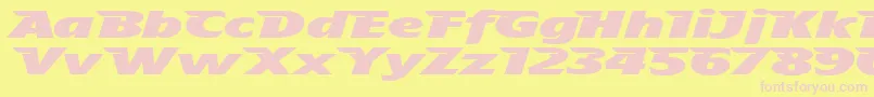 TheAeroplaneFliesHighHeavy-fontti – vaaleanpunaiset fontit keltaisella taustalla