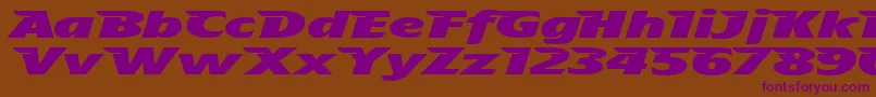 TheAeroplaneFliesHighHeavy-Schriftart – Violette Schriften auf braunem Hintergrund