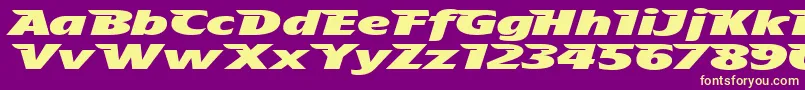 Fonte TheAeroplaneFliesHighHeavy – fontes amarelas em um fundo roxo