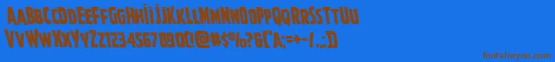フォントGhoulishintentleft – 茶色の文字が青い背景にあります。