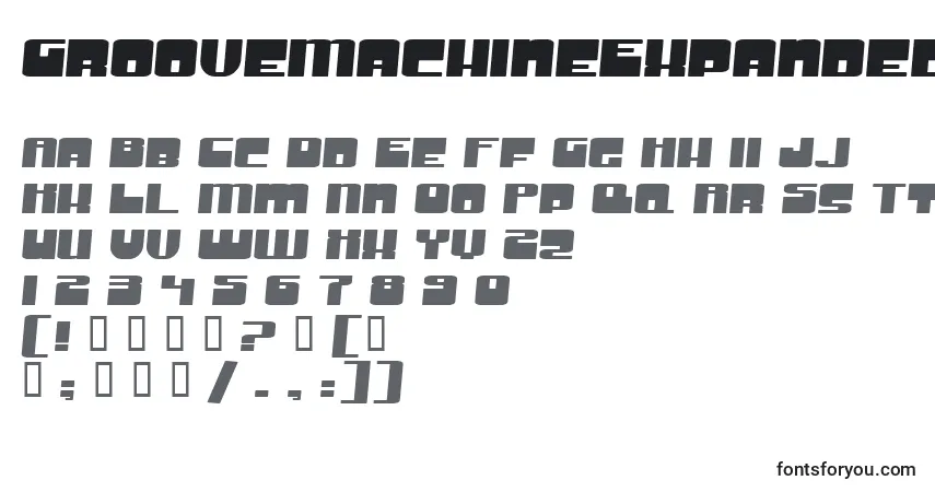 A fonte GrooveMachineExpanded – alfabeto, números, caracteres especiais