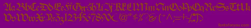 Velascossk-Schriftart – Braune Schriften auf violettem Hintergrund