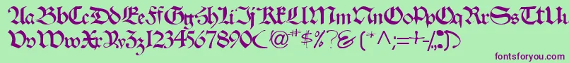 Velascossk-Schriftart – Violette Schriften auf grünem Hintergrund