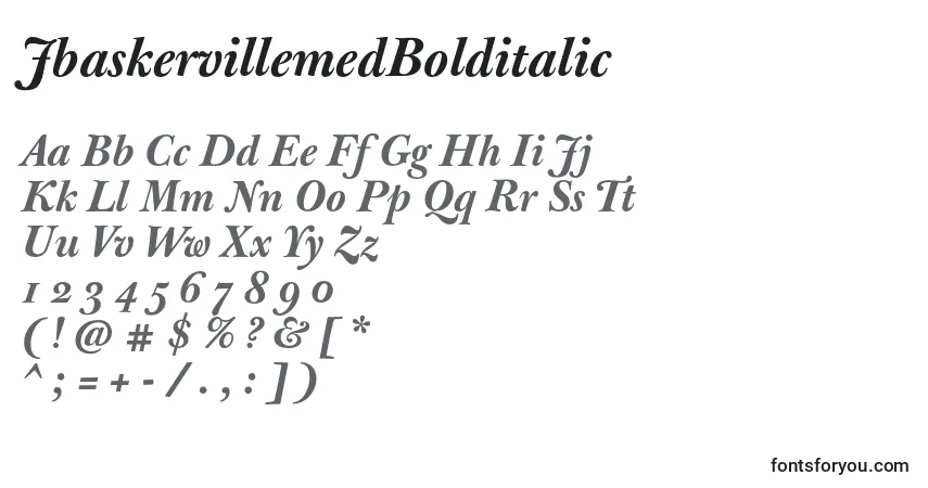 Fuente JbaskervillemedBolditalic - alfabeto, números, caracteres especiales