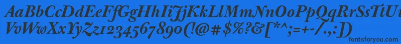 JbaskervillemedBolditalic-Schriftart – Schwarze Schriften auf blauem Hintergrund