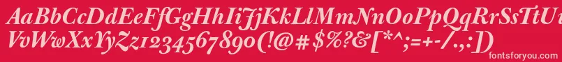 JbaskervillemedBolditalic Font – Pink Fonts on Red Background