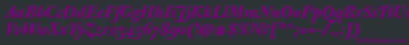 Weitere Informationen zur JbaskervillemedBolditalic-Schriftart JbaskervillemedBolditalic-Schriftart – Violette Schriften auf schwarzem Hintergrund