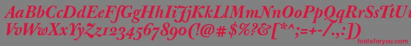 フォントJbaskervillemedBolditalic – 赤い文字の灰色の背景