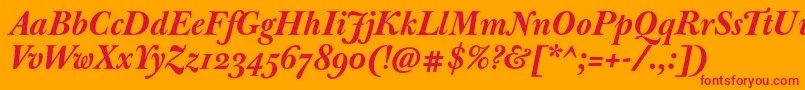 JbaskervillemedBolditalic Font – Red Fonts on Orange Background