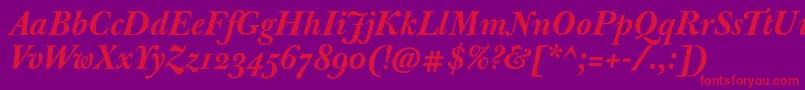 JbaskervillemedBolditalic Font – Red Fonts on Purple Background