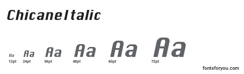 Размеры шрифта ChicaneItalic