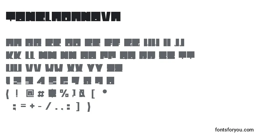 A fonte Toneladanova – alfabeto, números, caracteres especiais
