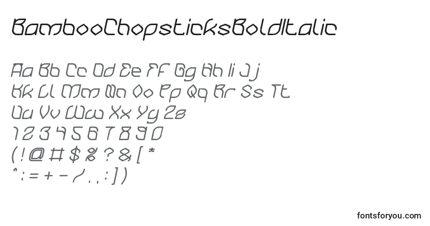 A fonte BambooChopsticksBoldItalic – alfabeto, números, caracteres especiais
