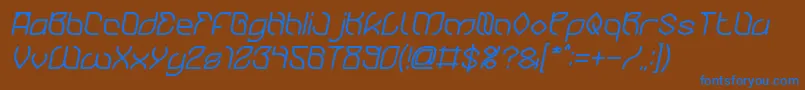 BambooChopsticksBoldItalic-Schriftart – Blaue Schriften auf braunem Hintergrund