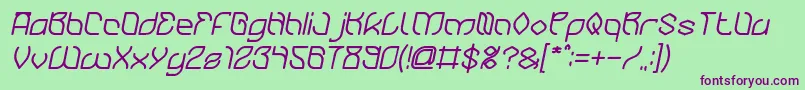 BambooChopsticksBoldItalic Font – Purple Fonts on Green Background