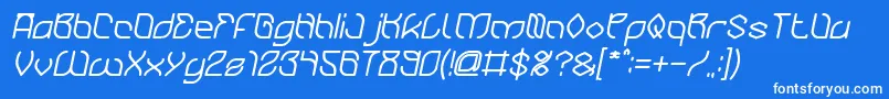 BambooChopsticksBoldItalic-Schriftart – Weiße Schriften auf blauem Hintergrund
