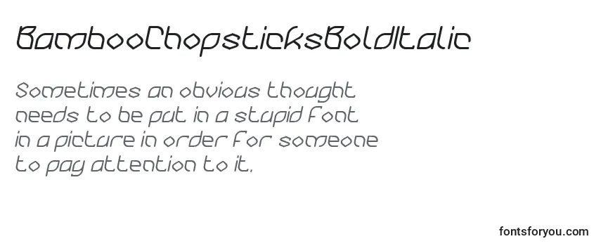 BambooChopsticksBoldItalic Font