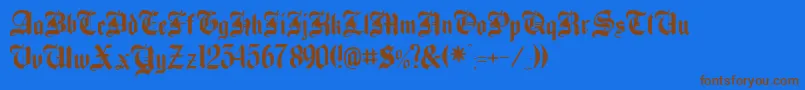 フォントBeckett – 茶色の文字が青い背景にあります。