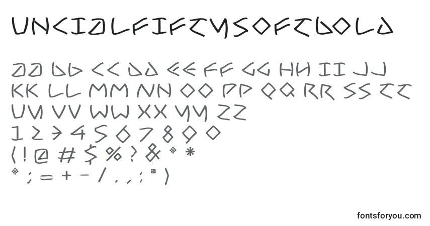 Czcionka UncialfiftysoftBold – alfabet, cyfry, specjalne znaki