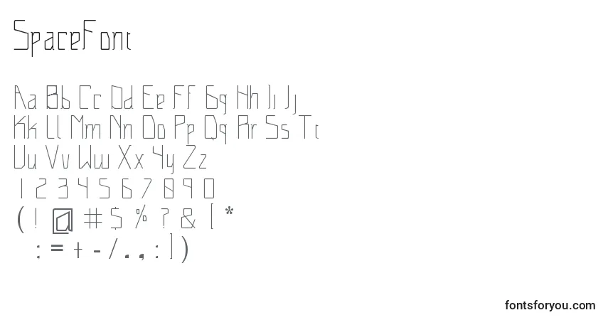 Czcionka SpaceFont – alfabet, cyfry, specjalne znaki