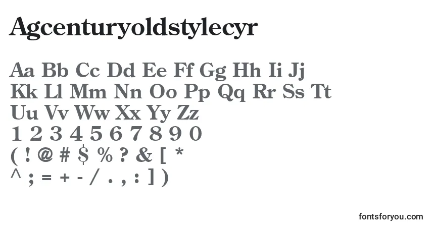 Шрифт Agcenturyoldstylecyr – алфавит, цифры, специальные символы