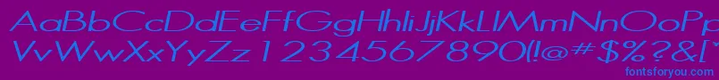 フォントHalibutItalic – 紫色の背景に青い文字