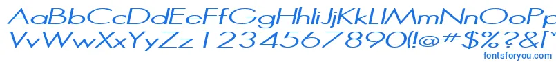 HalibutItalic-Schriftart – Blaue Schriften auf weißem Hintergrund
