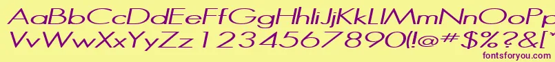 フォントHalibutItalic – 紫色のフォント、黄色の背景