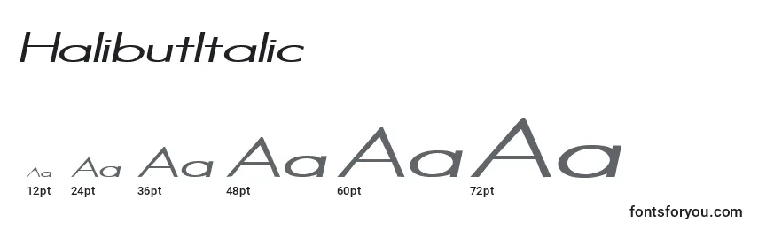 Размеры шрифта HalibutItalic