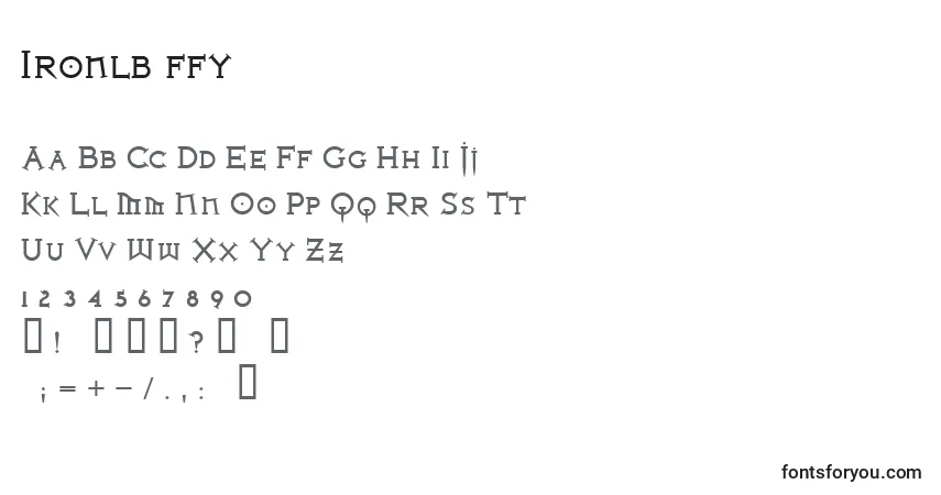 Schriftart Ironlb ffy – Alphabet, Zahlen, spezielle Symbole