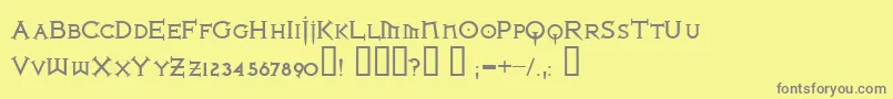 フォントIronlb ffy – 黄色の背景に灰色の文字