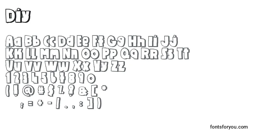 Czcionka Diy – alfabet, cyfry, specjalne znaki