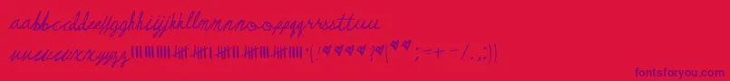 May-Schriftart – Violette Schriften auf rotem Hintergrund