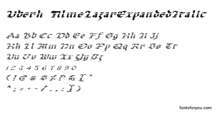 Шрифт UberhГ¶lmeLazarExpandedItalic – алфавит, цифры, специальные символы