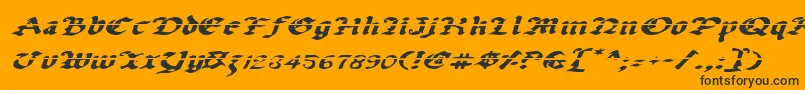 UberhГ¶lmeLazarExpandedItalic-Schriftart – Schwarze Schriften auf orangefarbenem Hintergrund