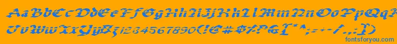 UberhГ¶lmeLazarExpandedItalic Font – Blue Fonts on Orange Background