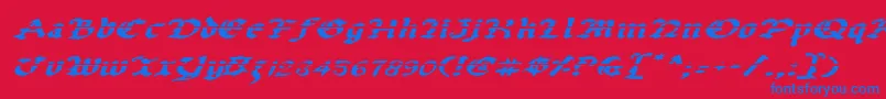 Police UberhГ¶lmeLazarExpandedItalic – polices bleues sur fond rouge