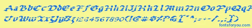 UberhГ¶lmeLazarExpandedItalic Font – Blue Fonts on Yellow Background