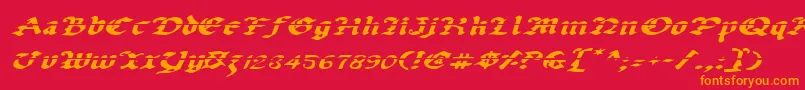 UberhГ¶lmeLazarExpandedItalic Font – Orange Fonts on Red Background