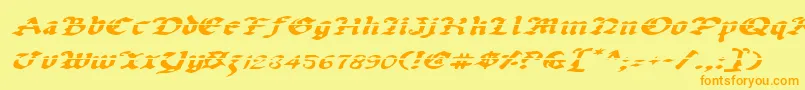 UberhГ¶lmeLazarExpandedItalic Font – Orange Fonts on Yellow Background