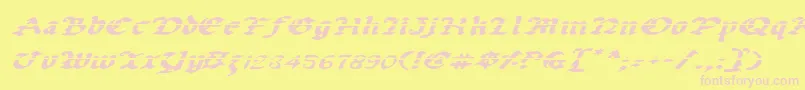 UberhГ¶lmeLazarExpandedItalic-Schriftart – Rosa Schriften auf gelbem Hintergrund