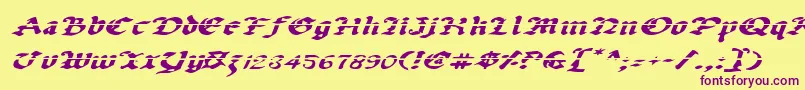 UberhГ¶lmeLazarExpandedItalic Font – Purple Fonts on Yellow Background